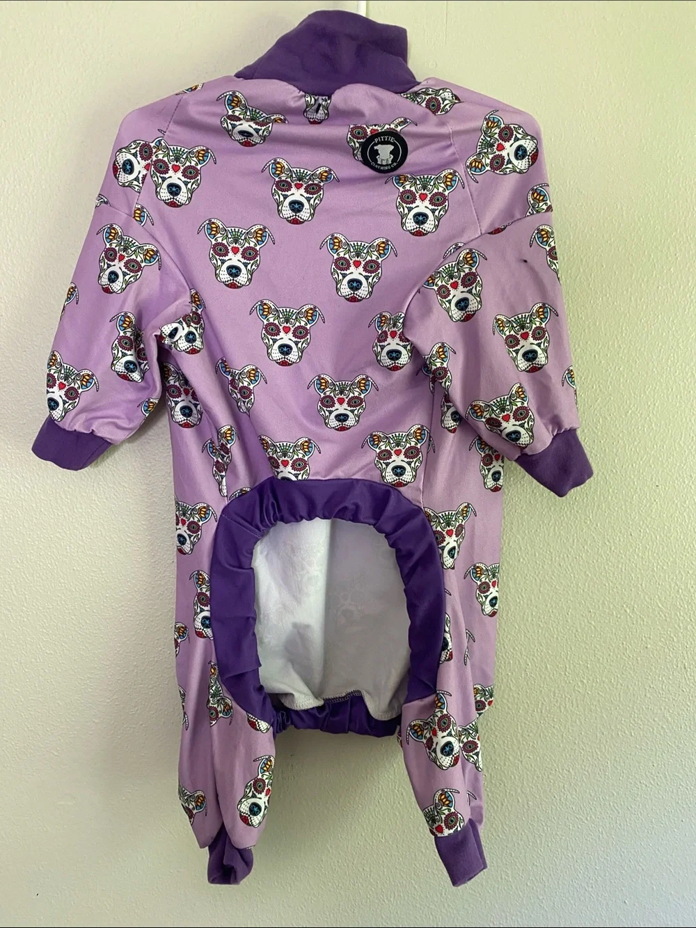Dog clothing, Purple Sugar Skull Print Dog Pajamas- Size Medium